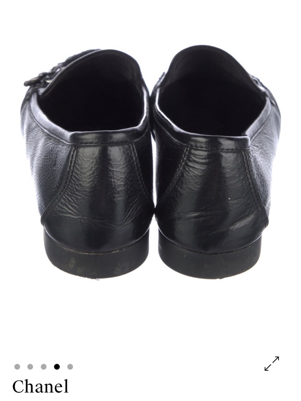 CHANEL Black Leather Chain-Detail Loafer - Picture 4 of 6